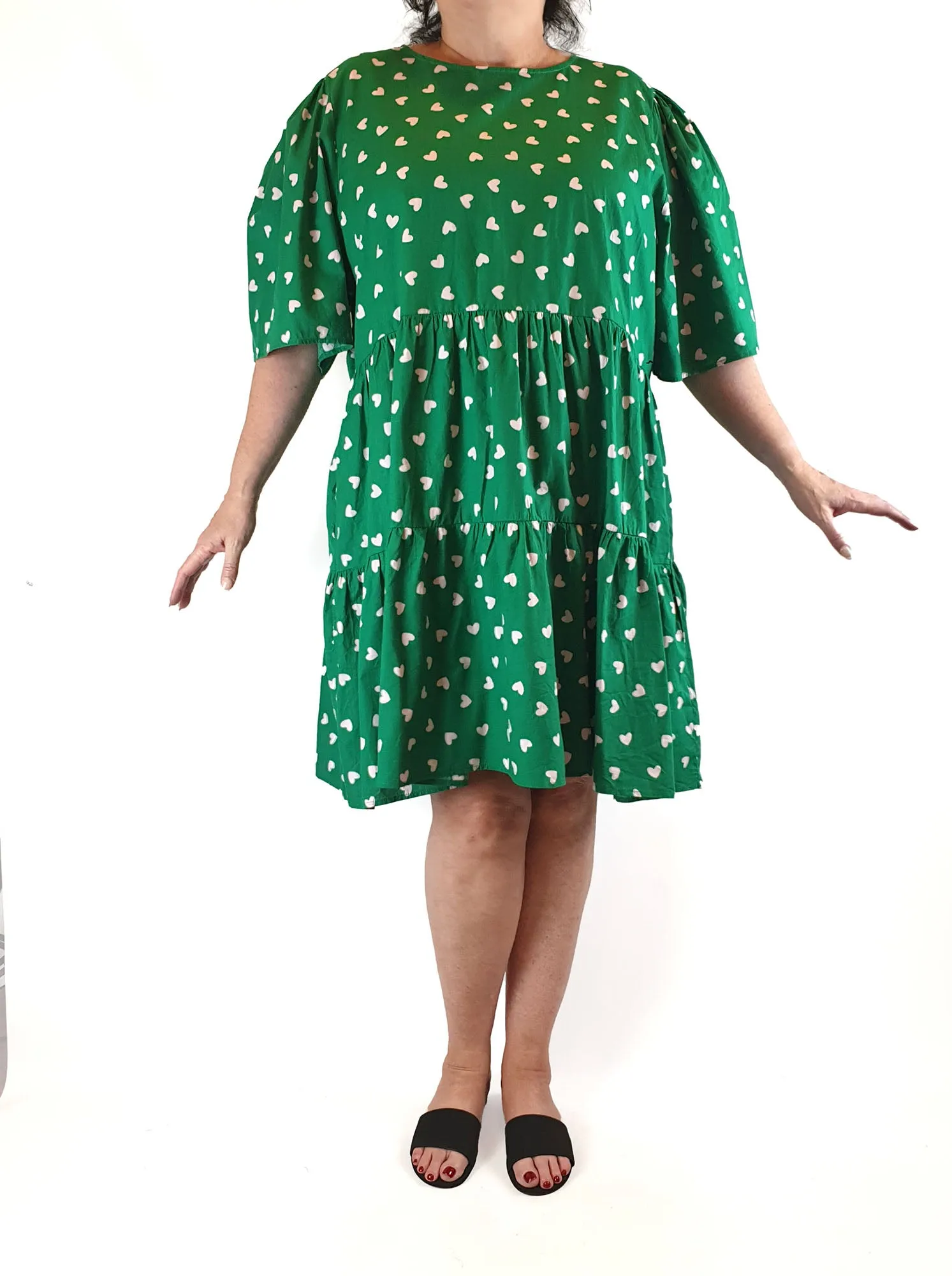 Little Party Dress green heart print dress size 22
