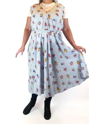 Little Tienda striped floral print maxi dress fits size 16-18