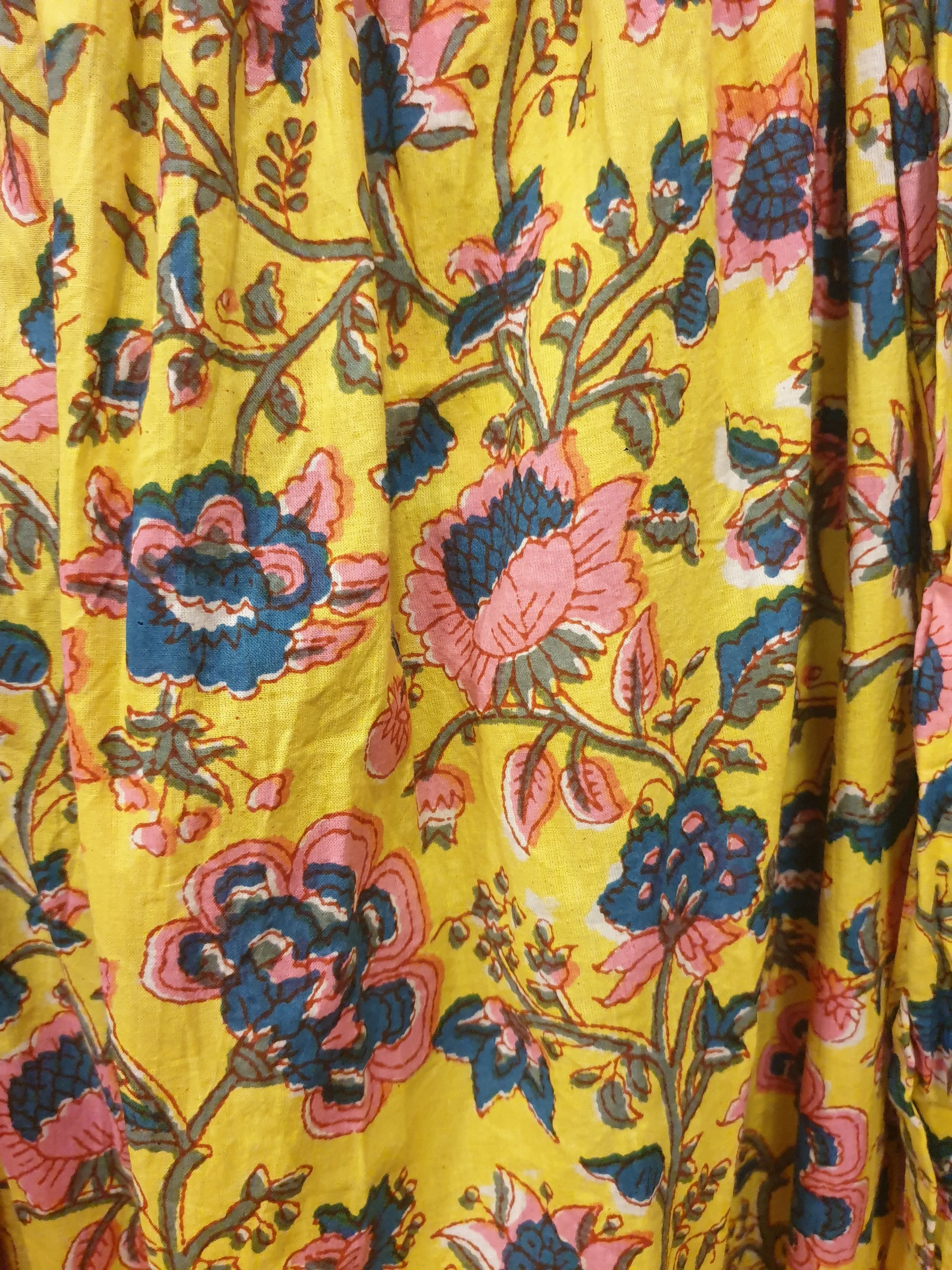 Little Tienda yellow floral print long sleeve maxi dress fits size 16-18
