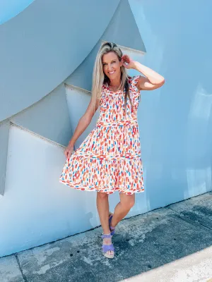 Live Boldly Printed Mini Dress - Orange