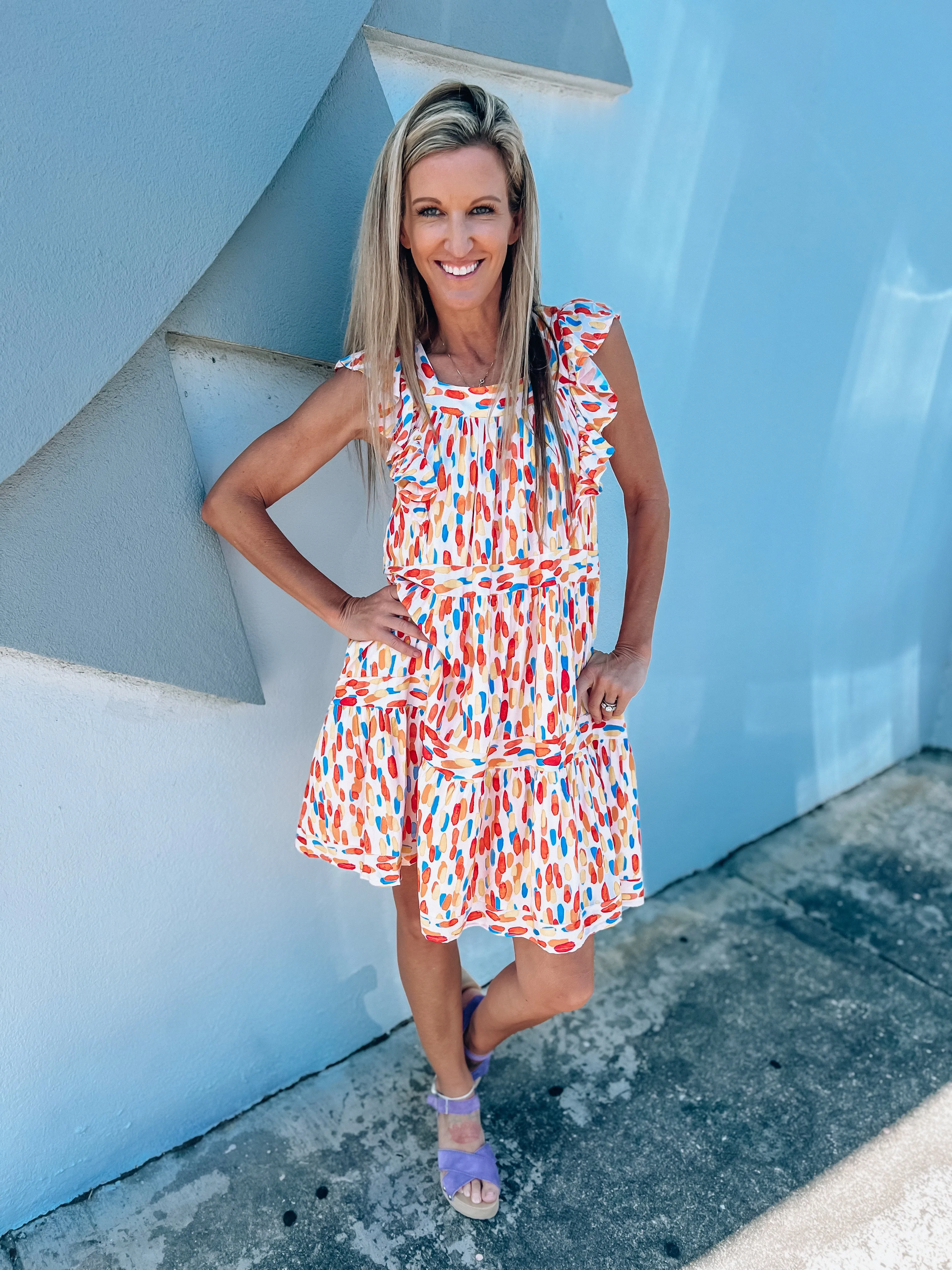 Live Boldly Printed Mini Dress - Orange