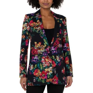 Liverpool Button Front Boyfriend Blazer Floral Print