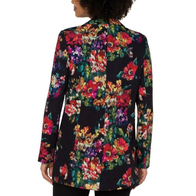 Liverpool Button Front Boyfriend Blazer Floral Print