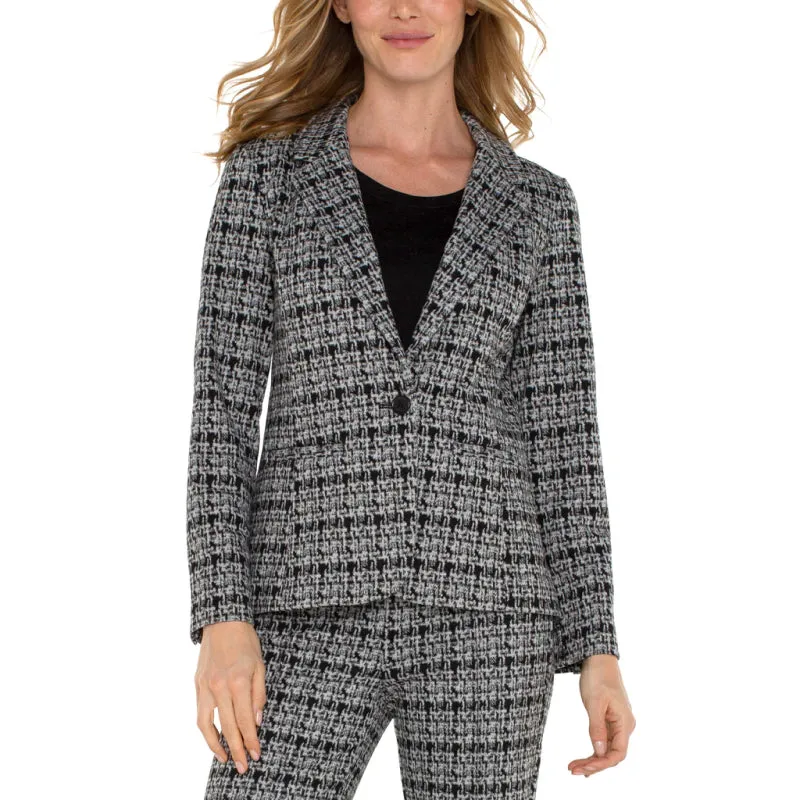 Liverpool Fitted Blazer - Black/Grey Plaid