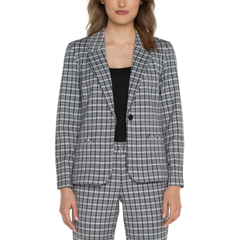 Liverpool Fitted Blazer - Black/White Plaid