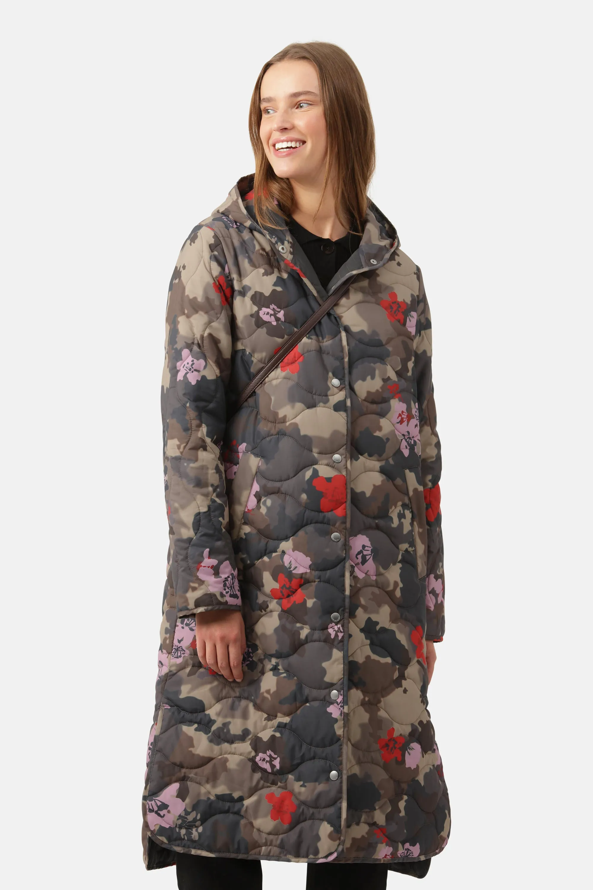 Lång Quiltad Kappa - Floral Camo