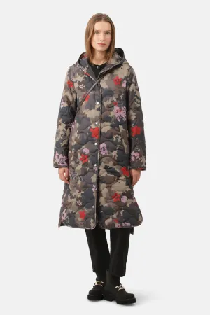 Lång Quiltad Kappa - Floral Camo