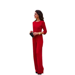 Long Jumpsuits Red Maxi bodysuit Overalls Backless Women Jumpsuits ladies Women