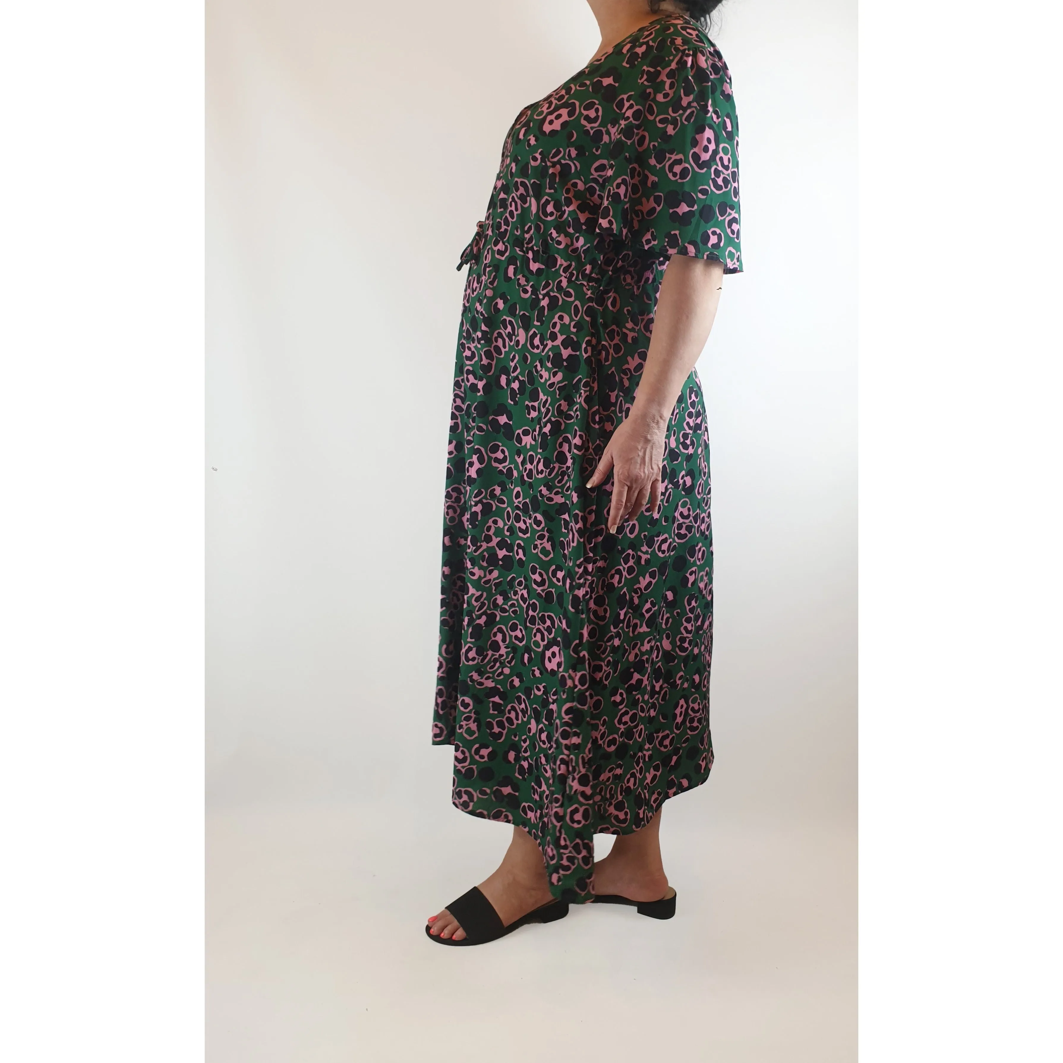 Lorraine (aka Little Party Dress) green print half sleeve maxi dress size 16