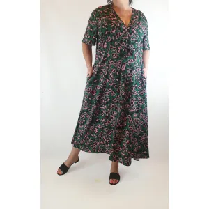 Lorraine (aka Little Party Dress) green print half sleeve maxi dress size 16
