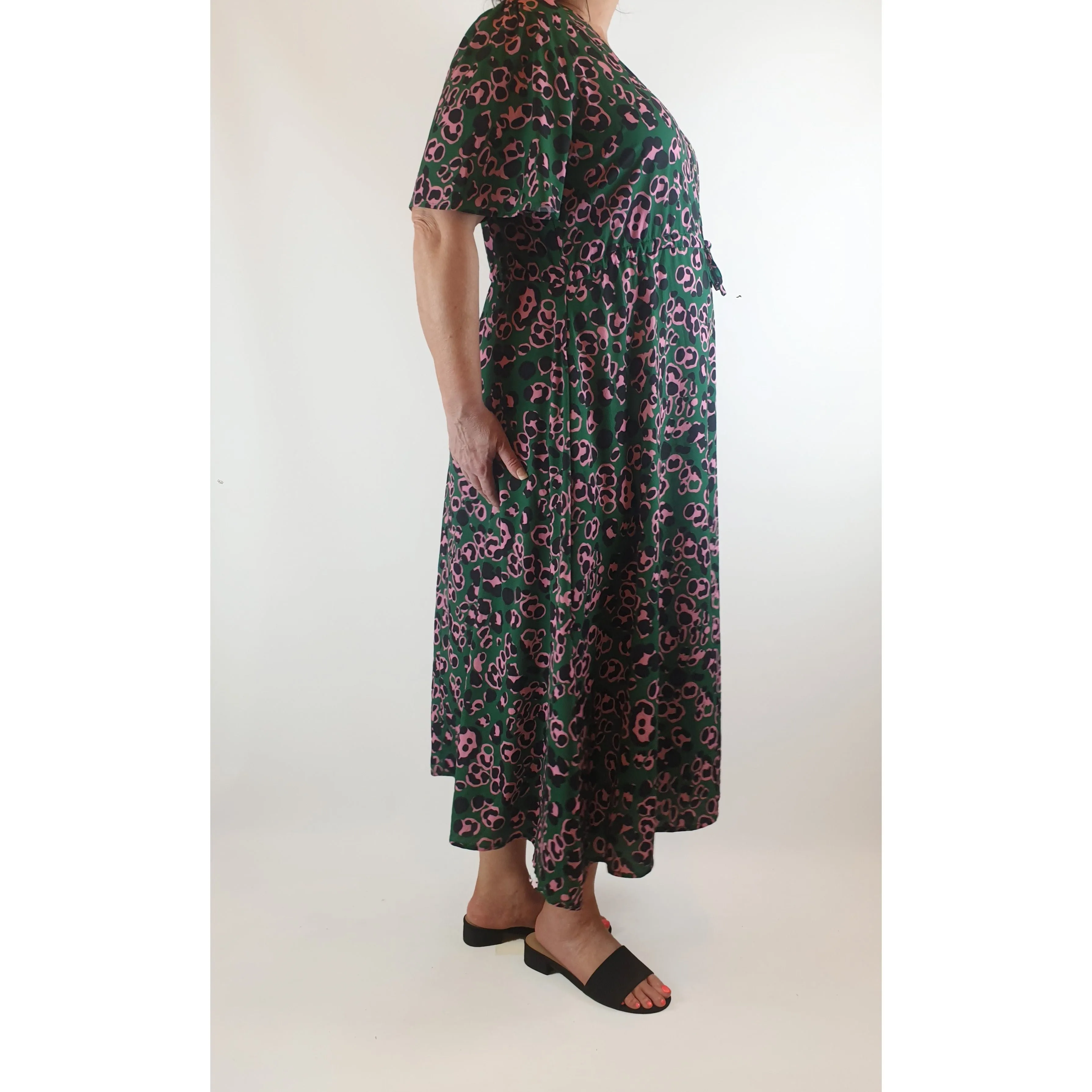 Lorraine (aka Little Party Dress) green print half sleeve maxi dress size 16