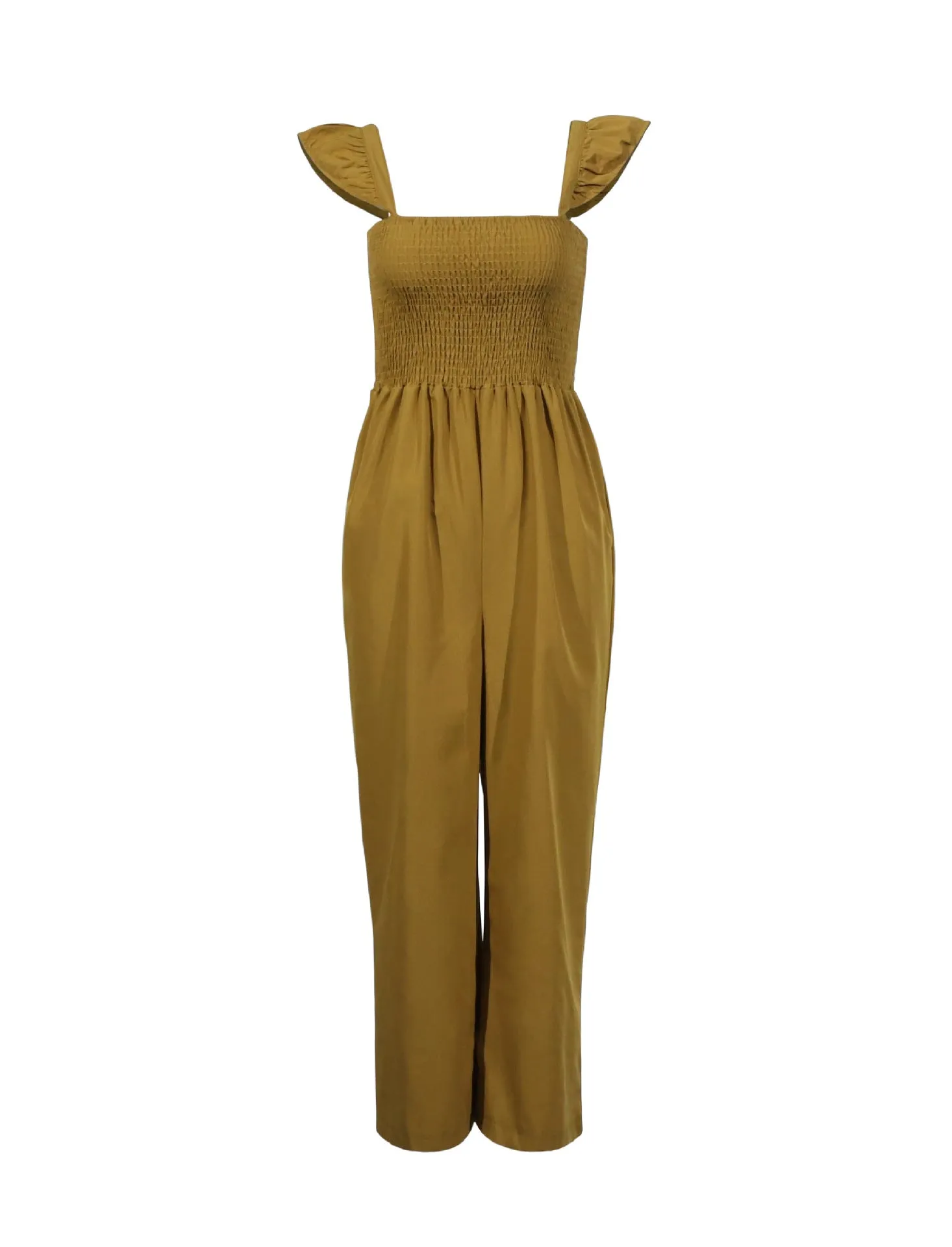 Lotus Leaf Sleeve Jumpsuit Loose Cropped Trousers