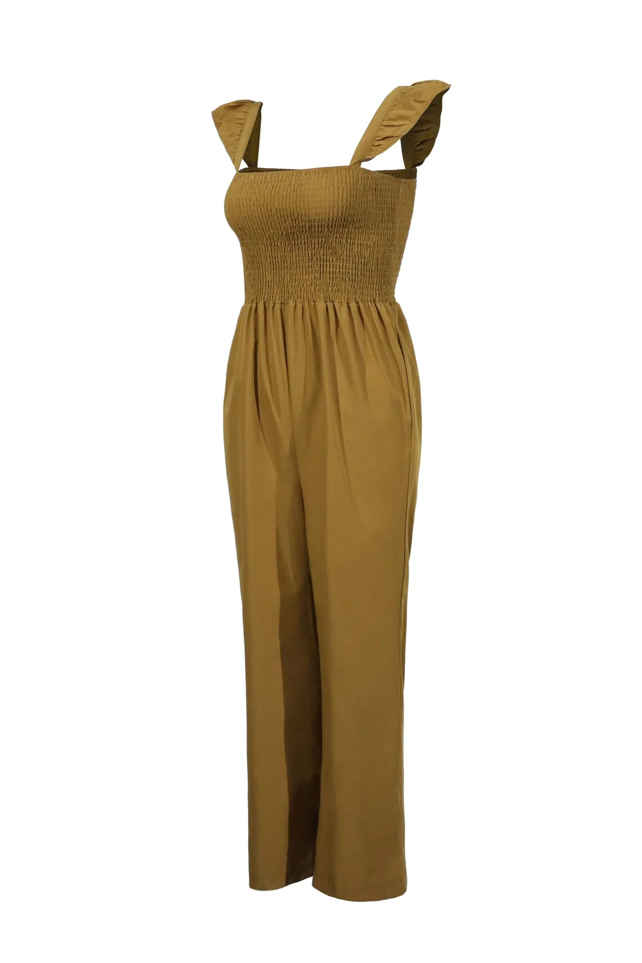 Lotus Leaf Sleeve Jumpsuit Loose Cropped Trousers