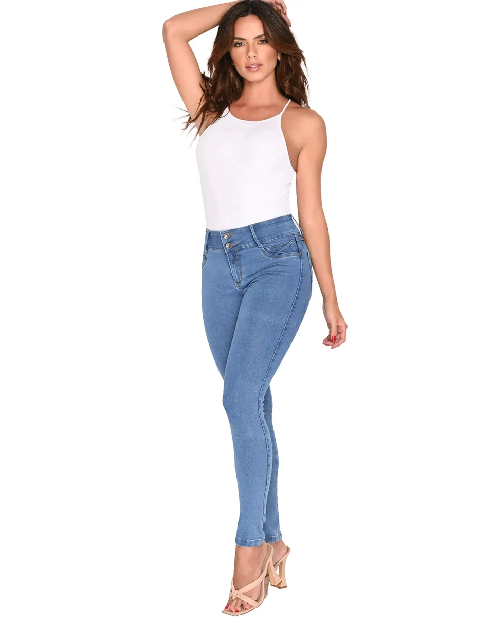 Lowla Butt Lifter Skinny Colombian Jeans for Women - Blue