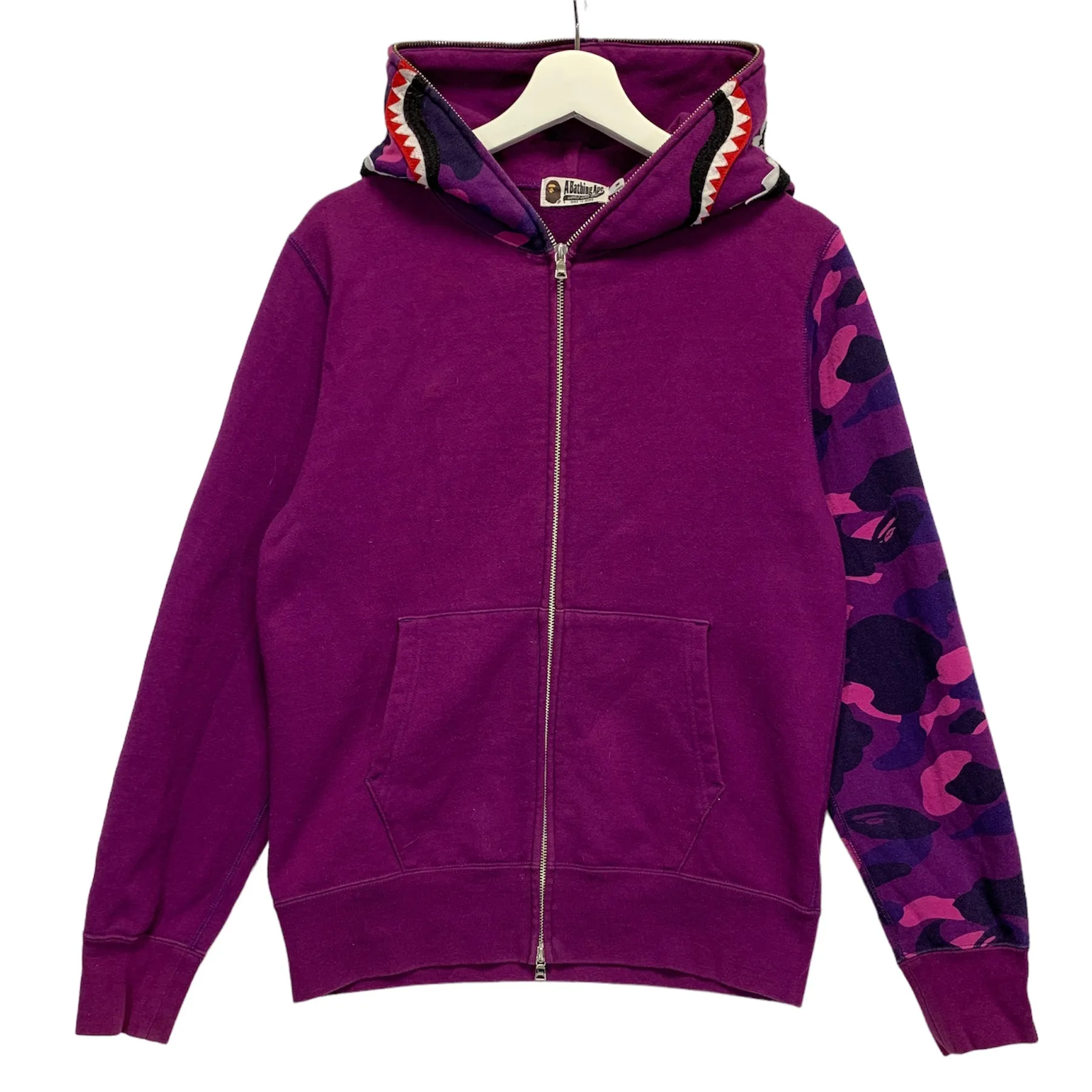 [M] A Bathing Ape Bape WGM Color Camo Sleeve Shark Hoodie Sweatshirt