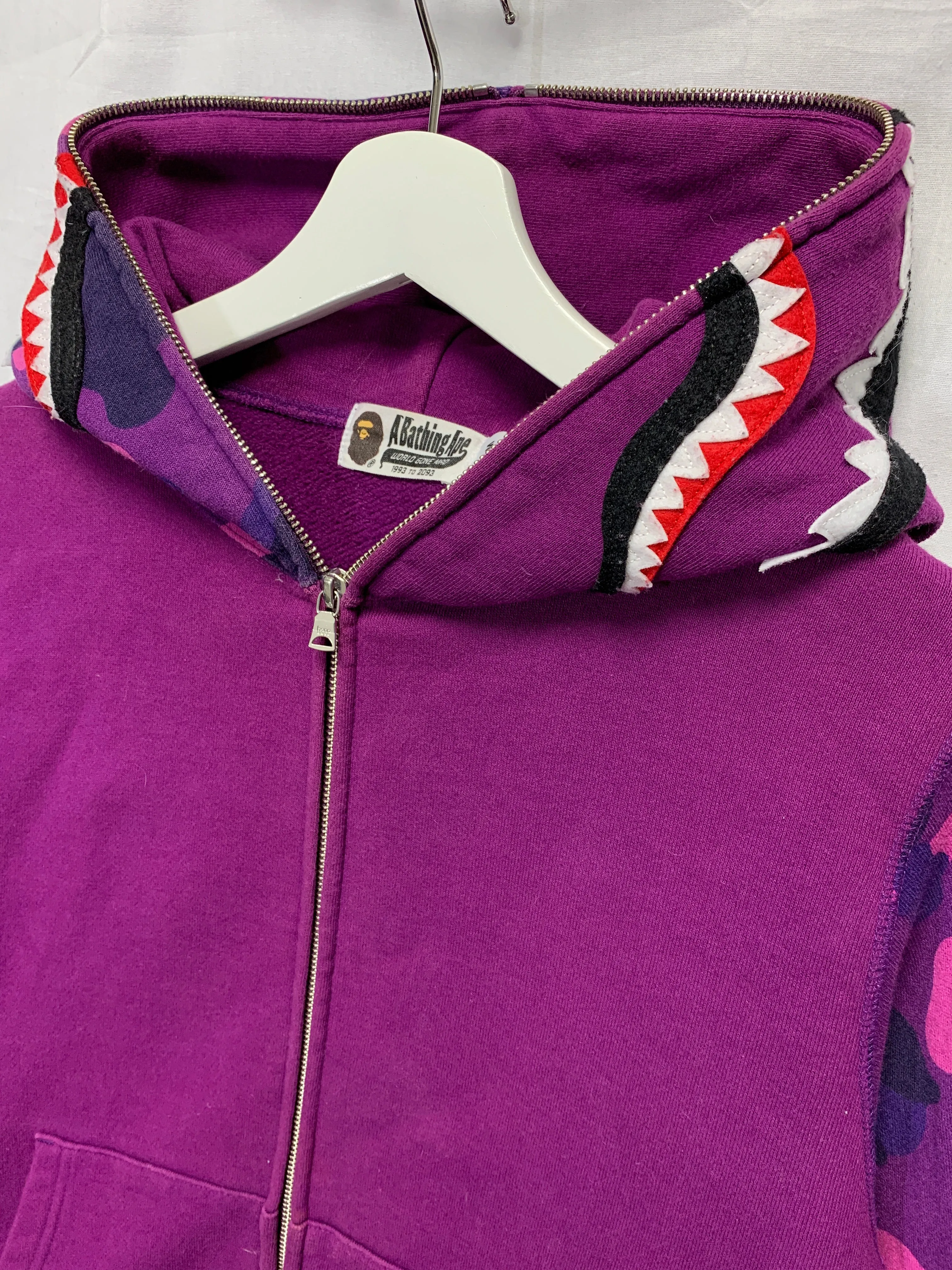 [M] A Bathing Ape Bape WGM Color Camo Sleeve Shark Hoodie Sweatshirt