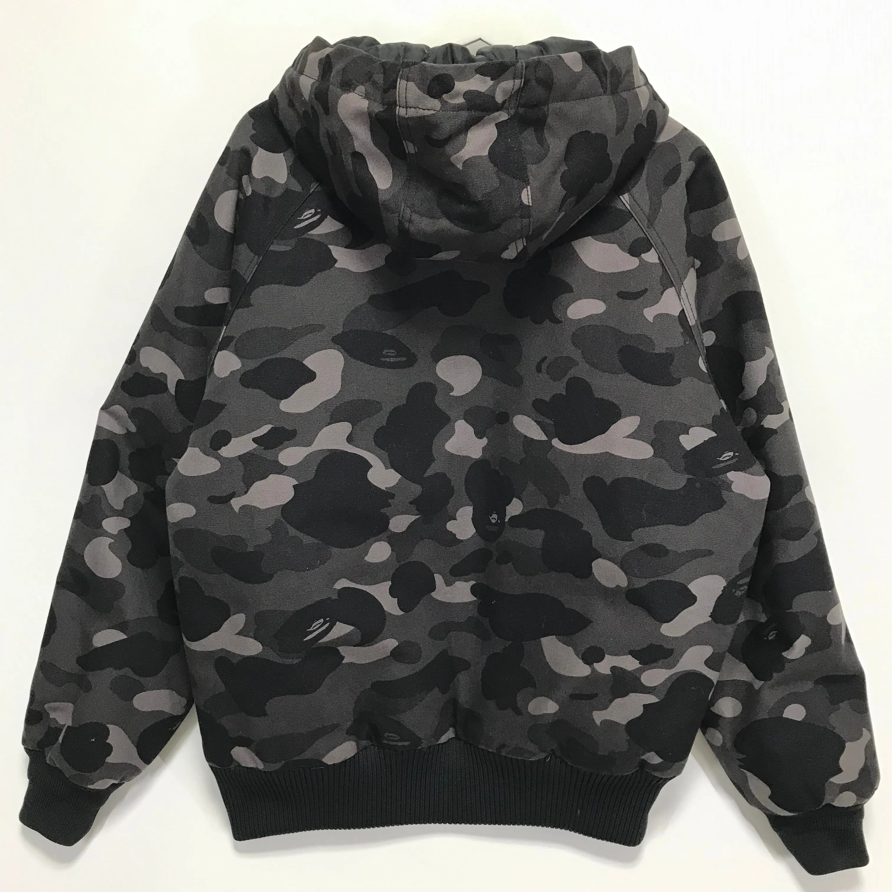 [M] A Bathing Ape Bape x Carhartt Camo Hooded Jacket Black