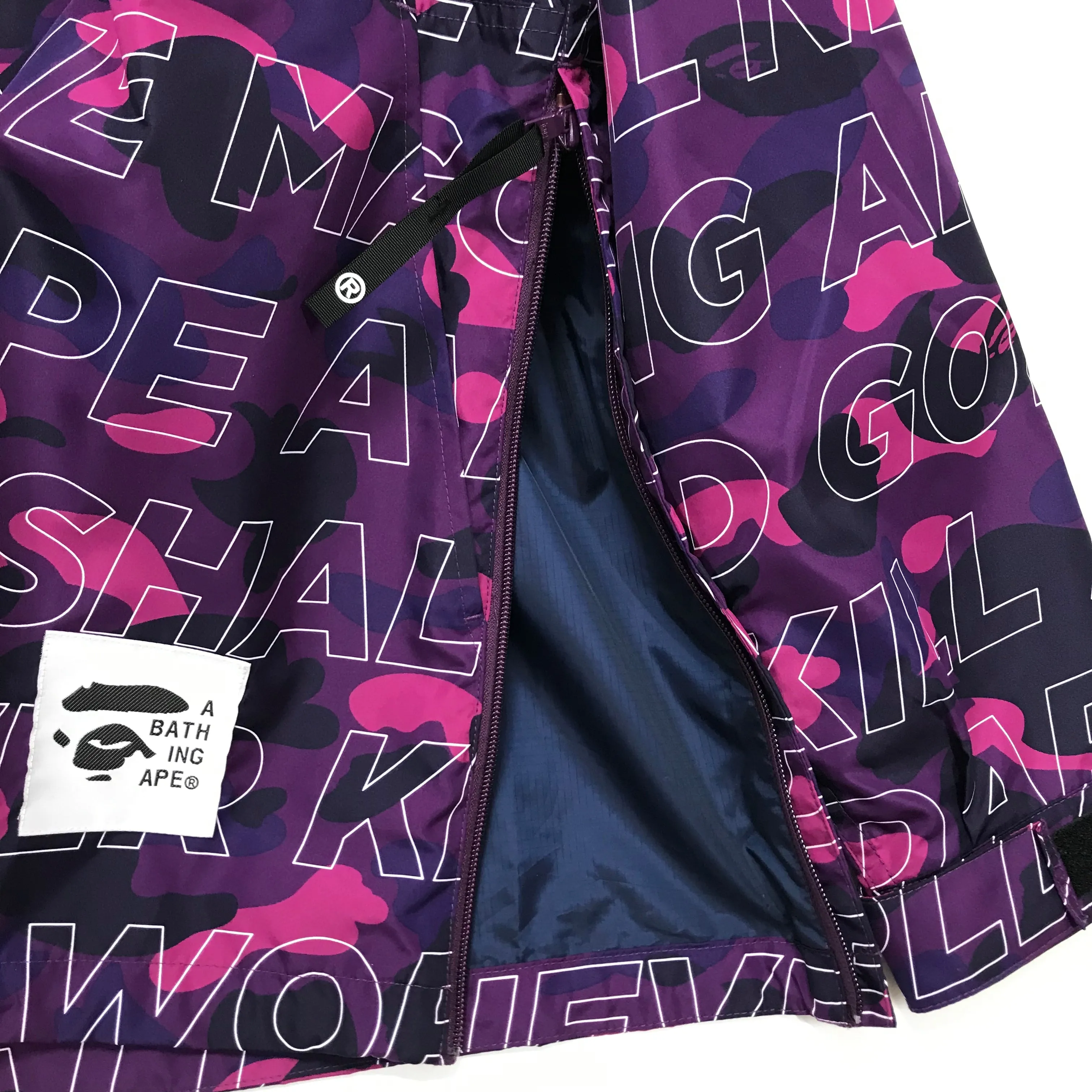 [M] DS! A Bathing Ape Bape Text Camo Anorak Jacket Purple