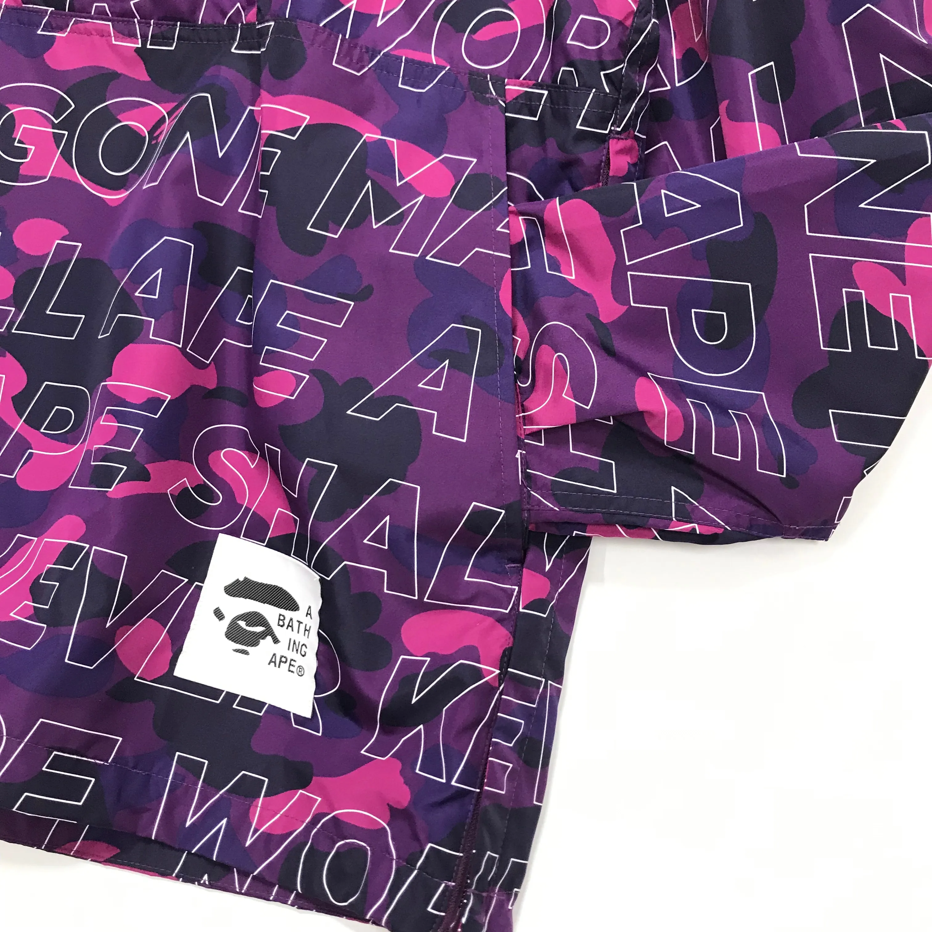 [M] DS! A Bathing Ape Bape Text Camo Anorak Jacket Purple