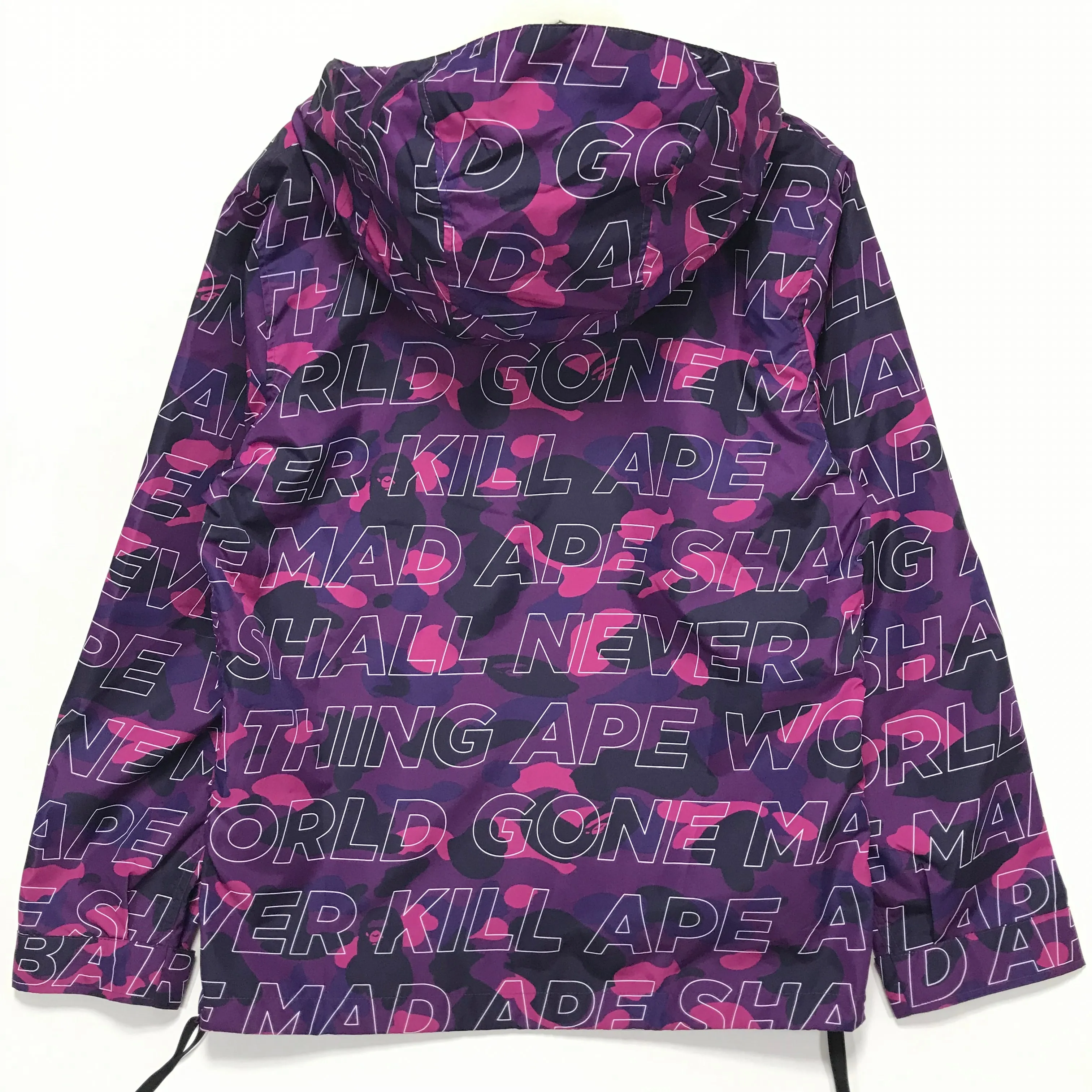 [M] DS! A Bathing Ape Bape Text Camo Anorak Jacket Purple