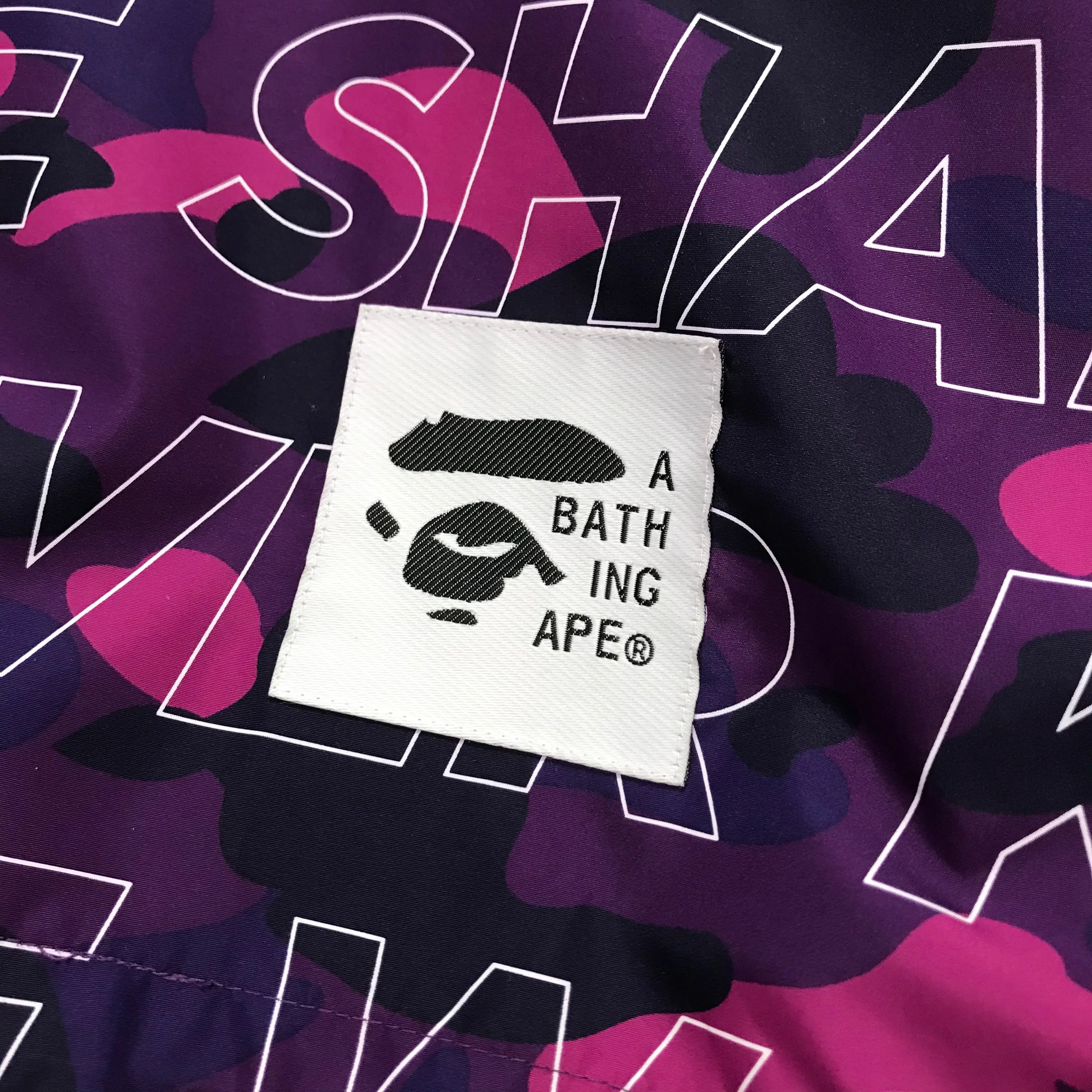 [M] DS! A Bathing Ape Bape Text Camo Anorak Jacket Purple