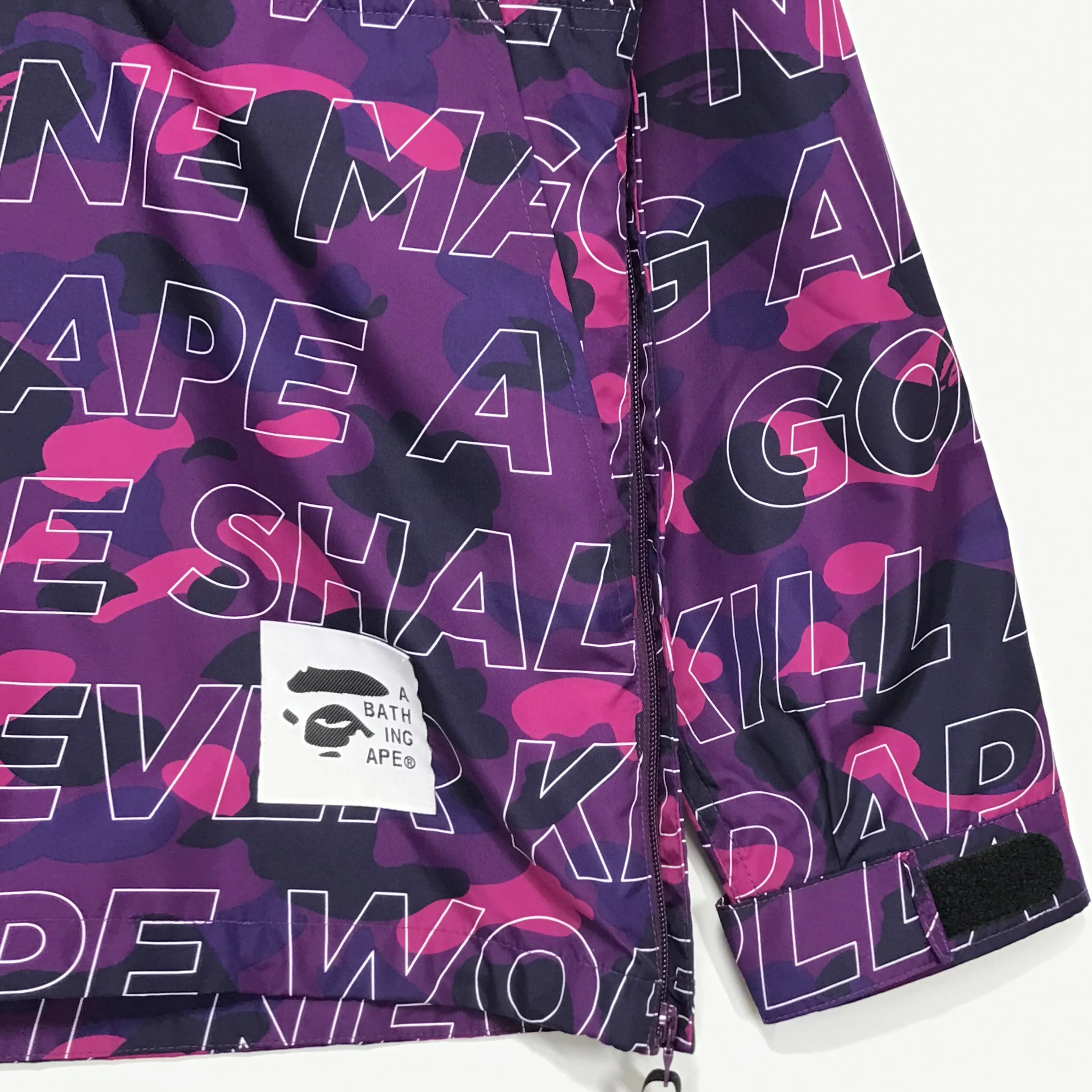 [M] DS! A Bathing Ape Bape Text Camo Anorak Jacket Purple