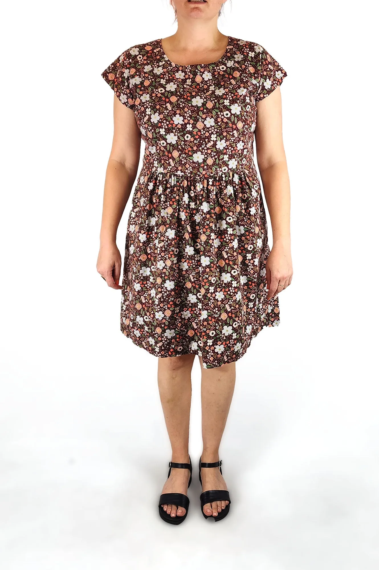 Made590 red cotton dress size L