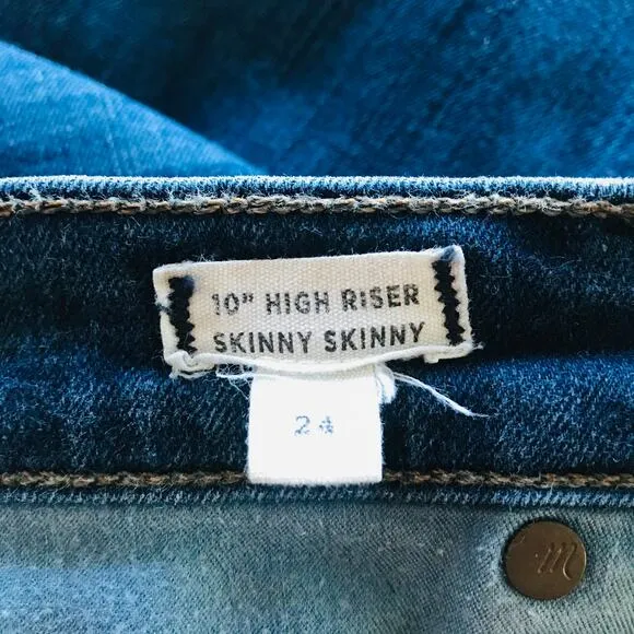 Madewell 10&quot; High-Rise Skinny Jeans in Hayes Wash Blue Women's Size 24