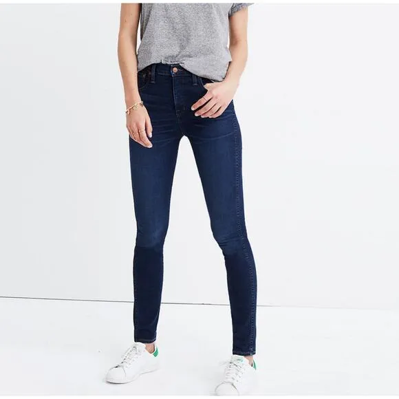 Madewell 10&quot; High-Rise Skinny Jeans in Hayes Wash Blue Women's Size 24