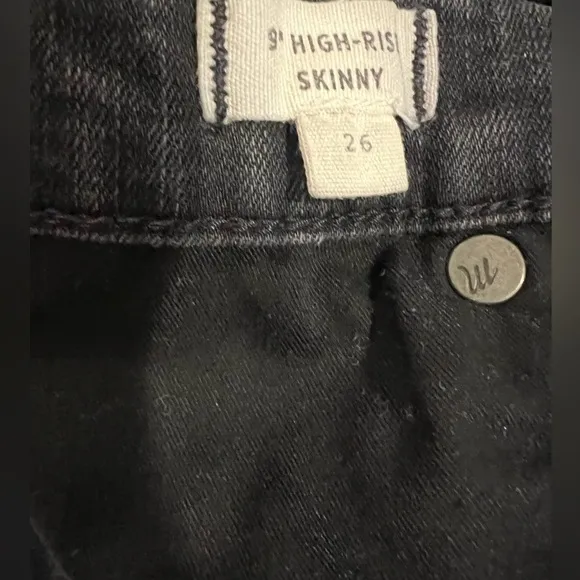 Madewell denim jeans 9&quot; Mid-Rise Skinny Berkeley Black Button-Through Edition