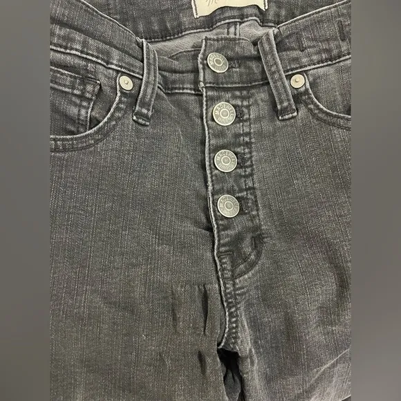 Madewell denim jeans 9&quot; Mid-Rise Skinny Berkeley Black Button-Through Edition