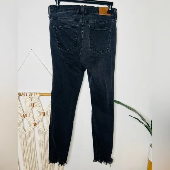Madewell denim jeans 9&quot; Mid-Rise Skinny Berkeley Black Button-Through Edition