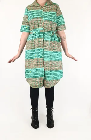 Magpie Goose stunning green and red print shirt dress size 14 (best fits 12-14)