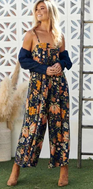Mali Jumpsuit - Navy/Orange