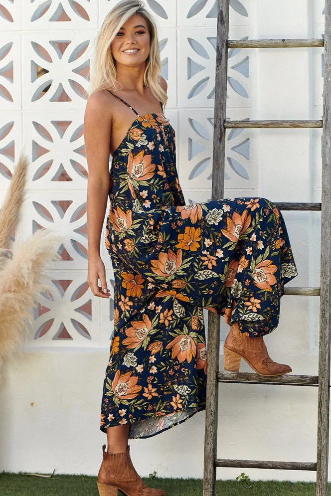 Mali Jumpsuit - Navy/Orange