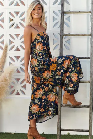 Mali Jumpsuit - Navy/Orange