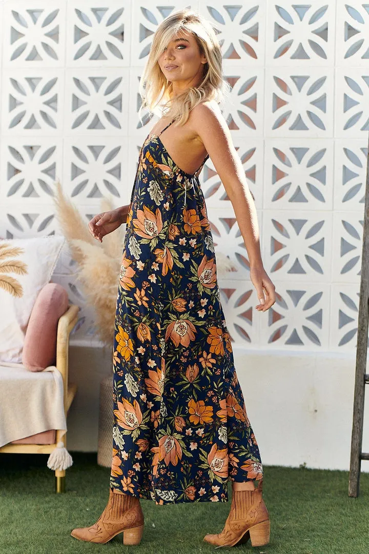 Mali Jumpsuit - Navy/Orange