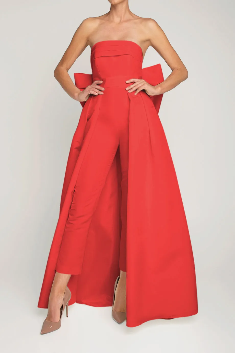 Margaret Silk Faille Jumpsuit with Convertible Skirt