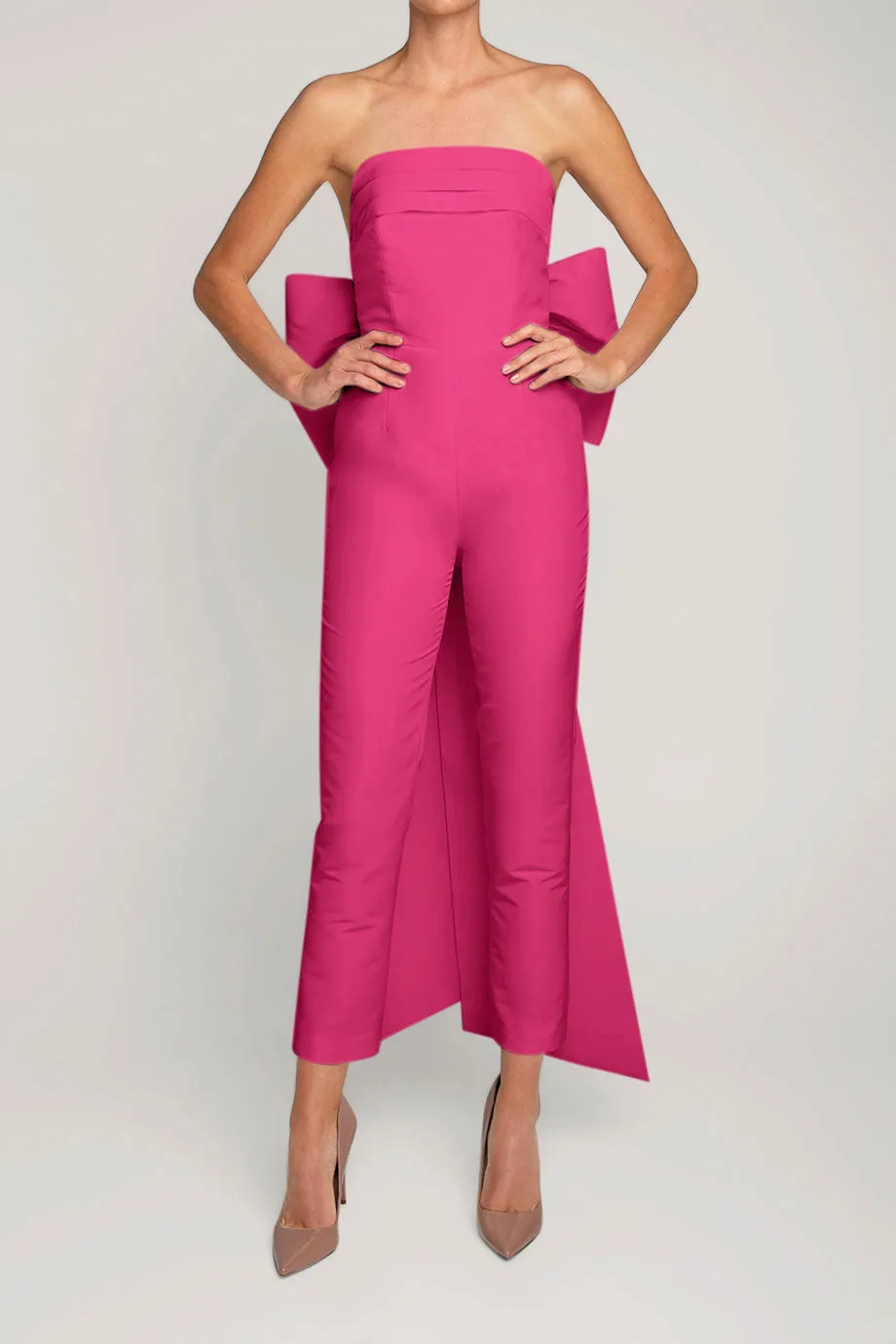 Margaret Silk Faille Jumpsuit with Convertible Skirt