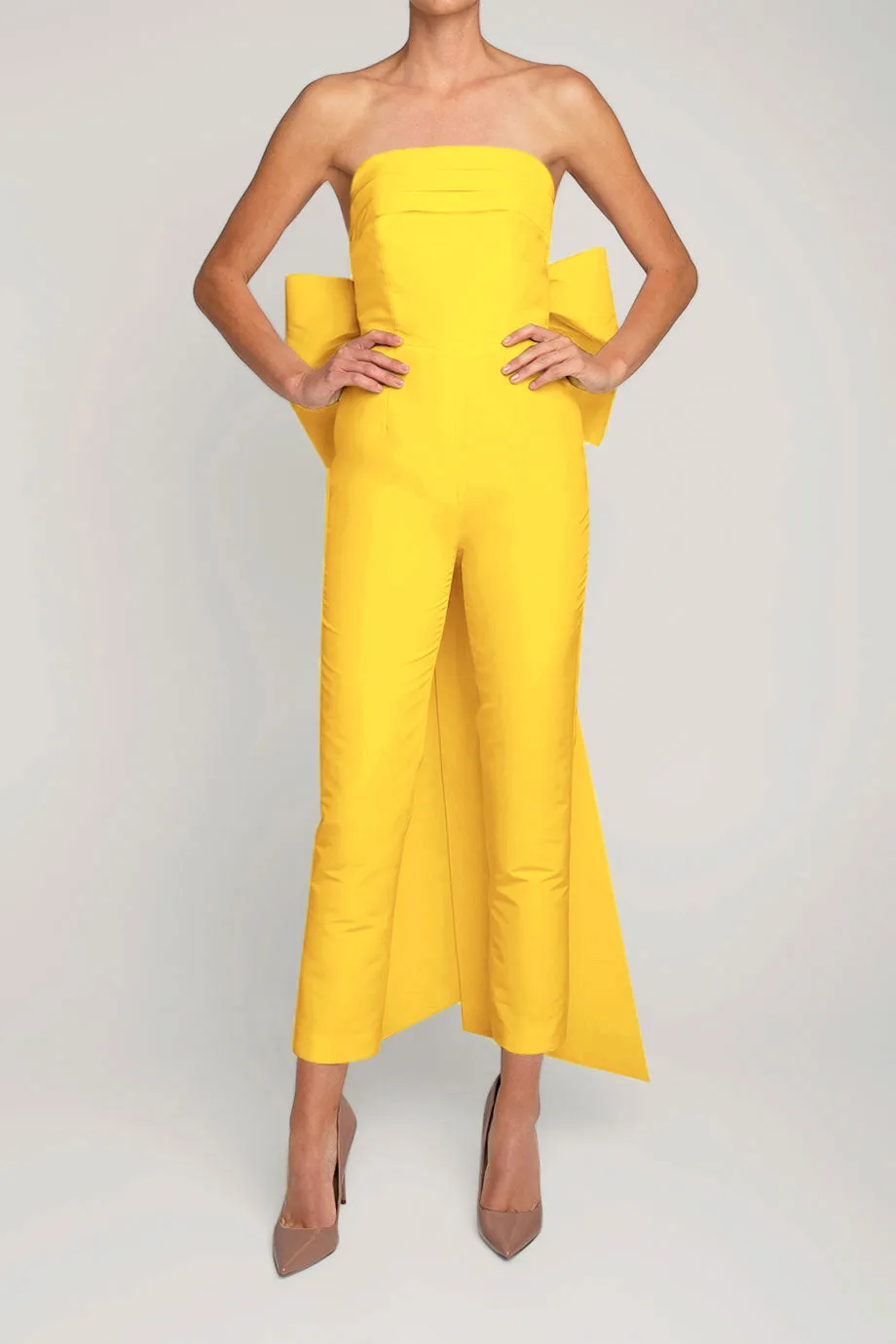 Margaret Silk Faille Jumpsuit with Convertible Skirt