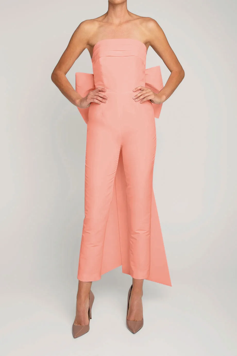 Margaret Silk Faille Jumpsuit with Convertible Skirt