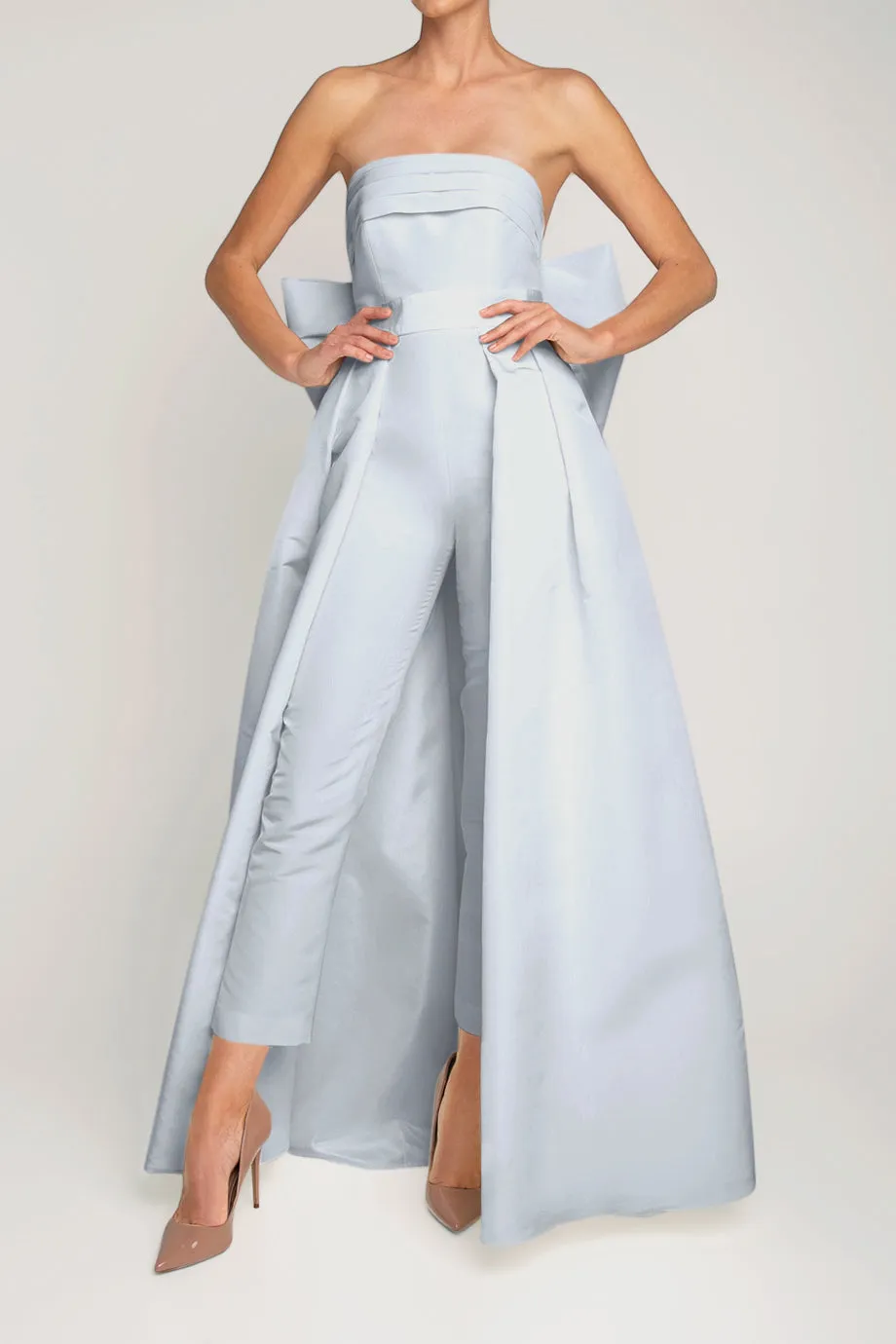 Margaret Silk Faille Jumpsuit with Convertible Skirt