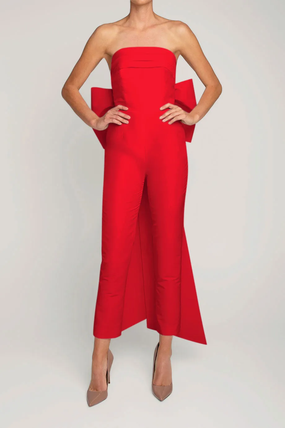Margaret Silk Faille Jumpsuit with Convertible Skirt