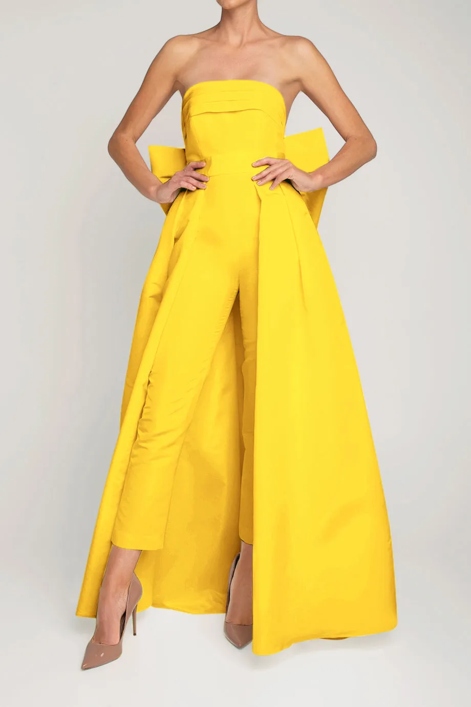 Margaret Silk Faille Jumpsuit with Convertible Skirt