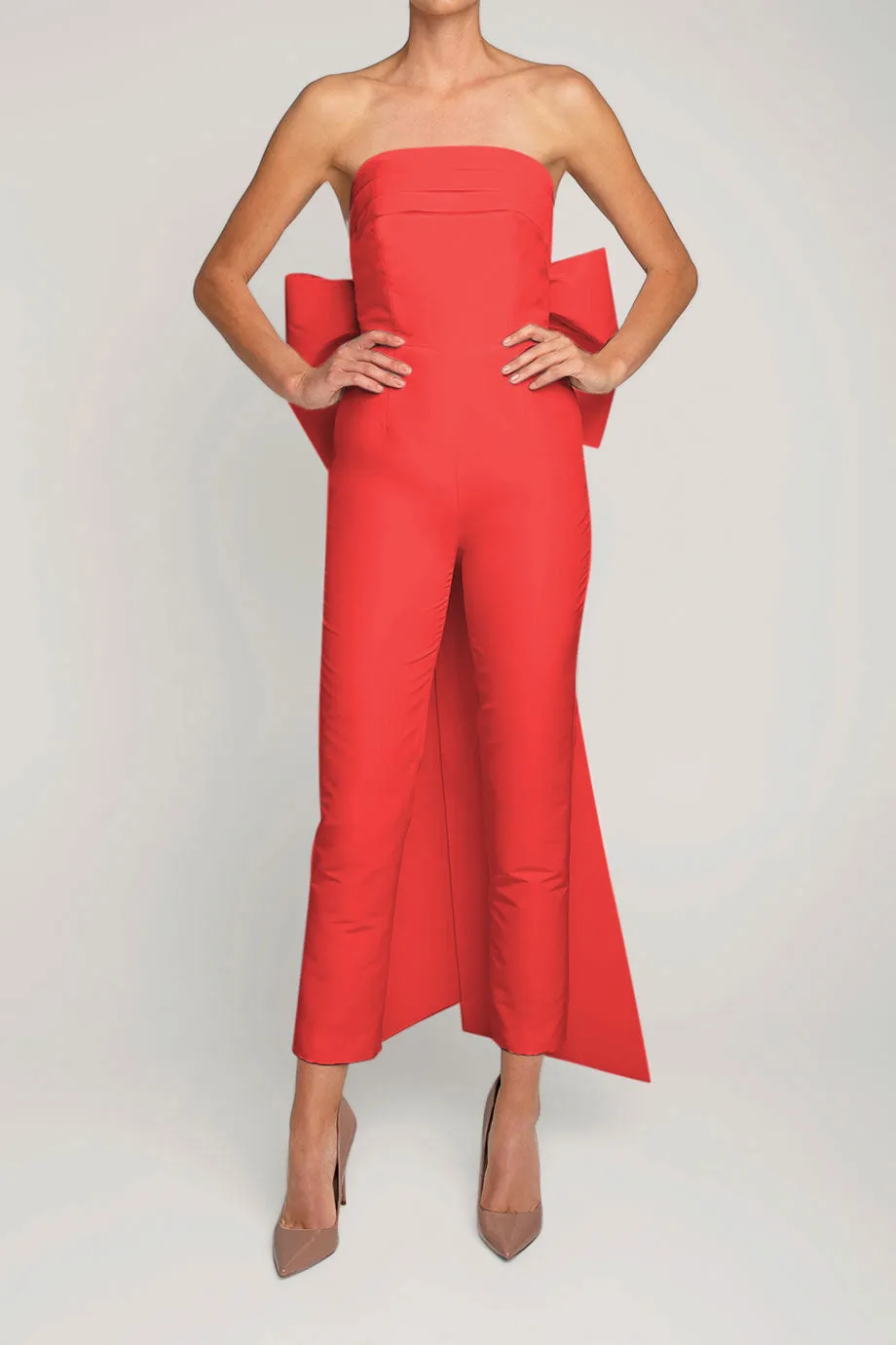 Margaret Silk Faille Jumpsuit with Convertible Skirt