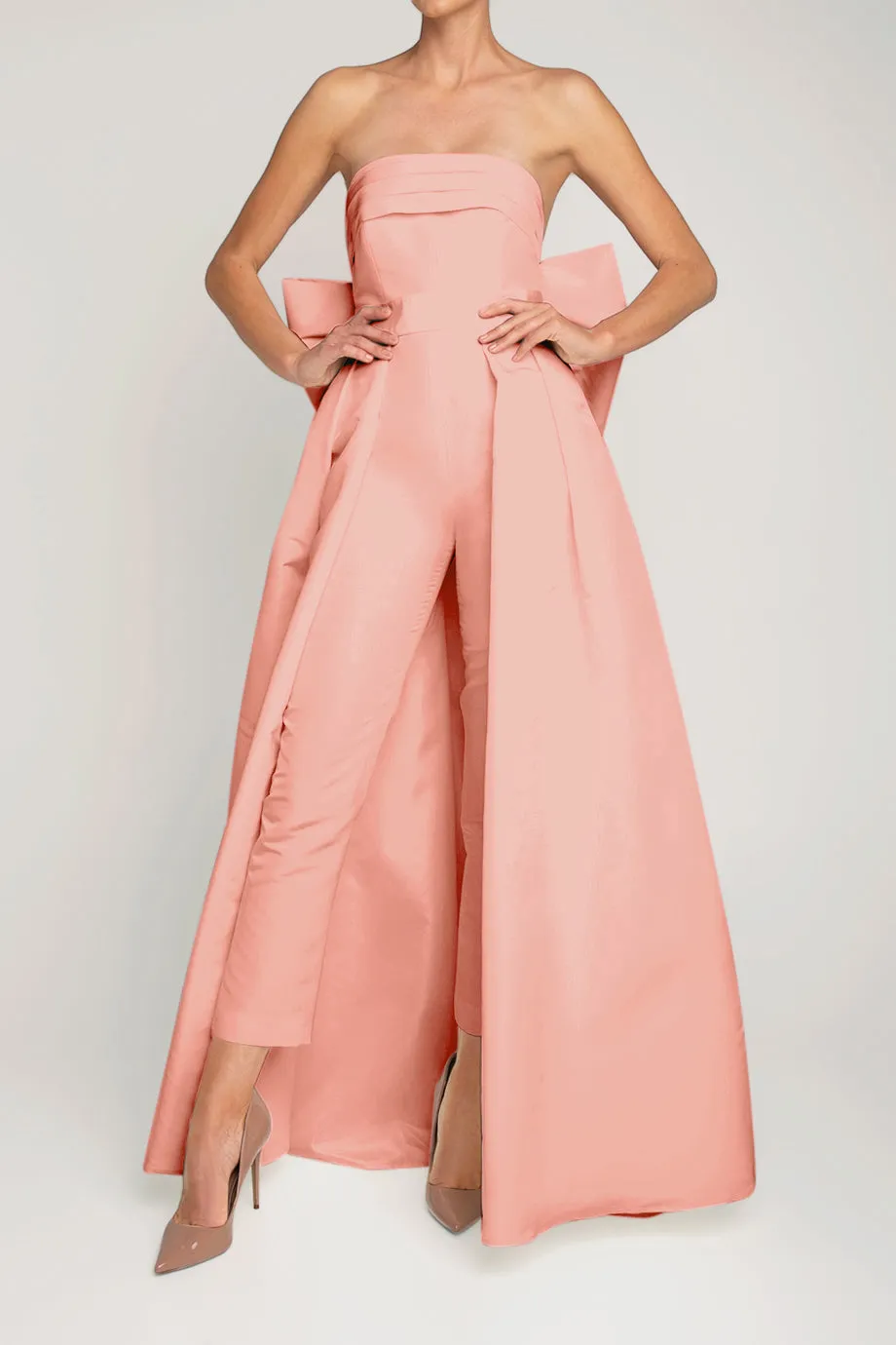 Margaret Silk Faille Jumpsuit with Convertible Skirt