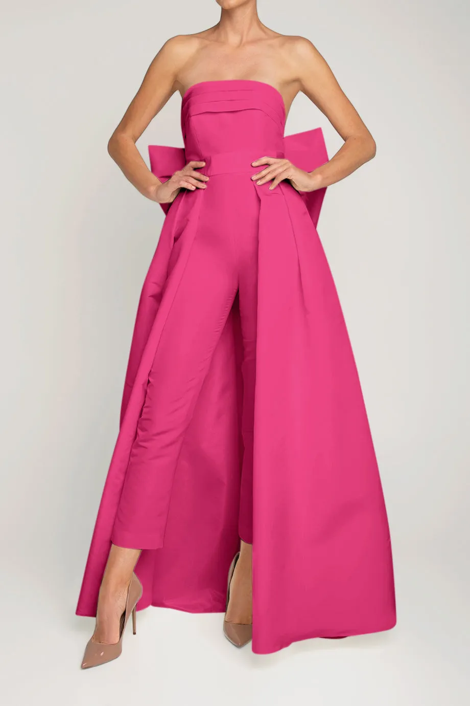 Margaret Silk Faille Jumpsuit with Convertible Skirt
