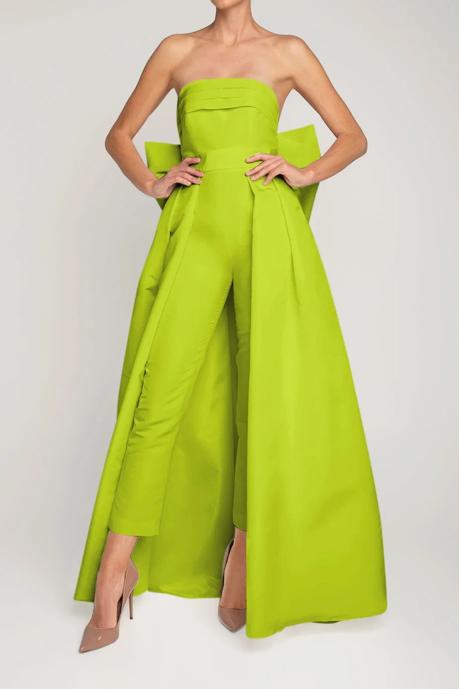 Margaret Silk Faille Jumpsuit with Convertible Skirt
