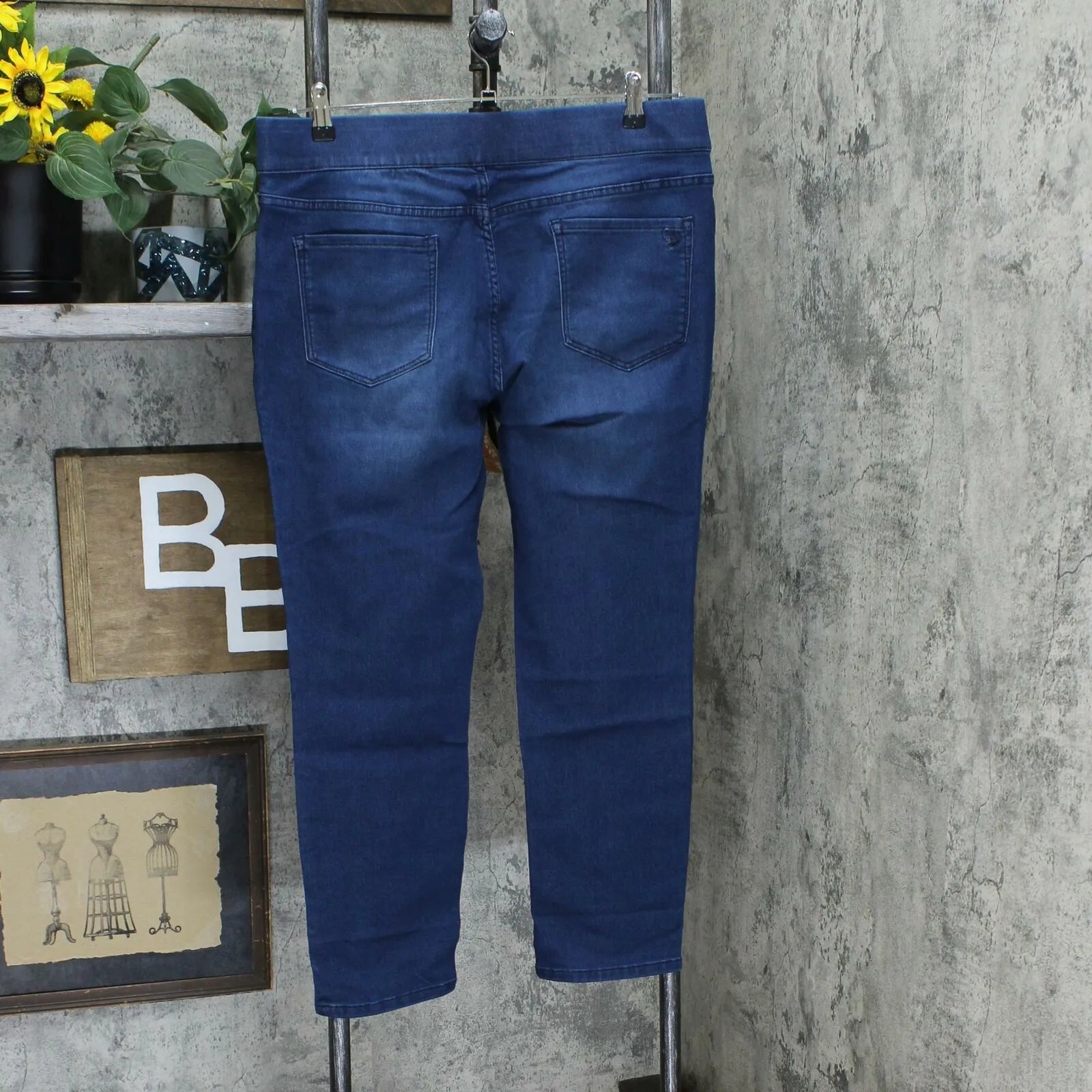 Martha Stewart Petite Knit Denim Pull-On Faux Drawstring Jeans