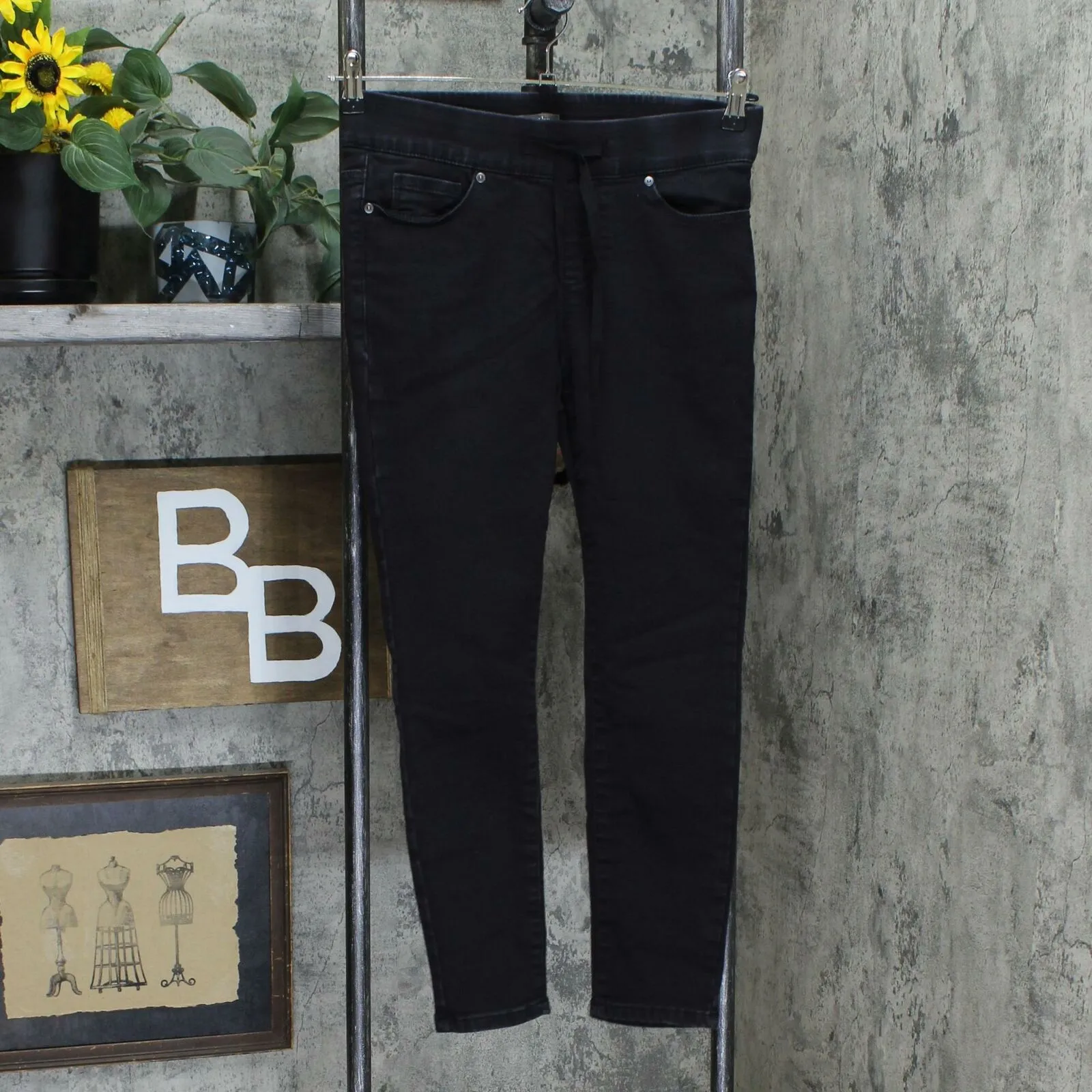Martha Stewart Petite Knit Denim Pull-On Faux Drawstring Jeans